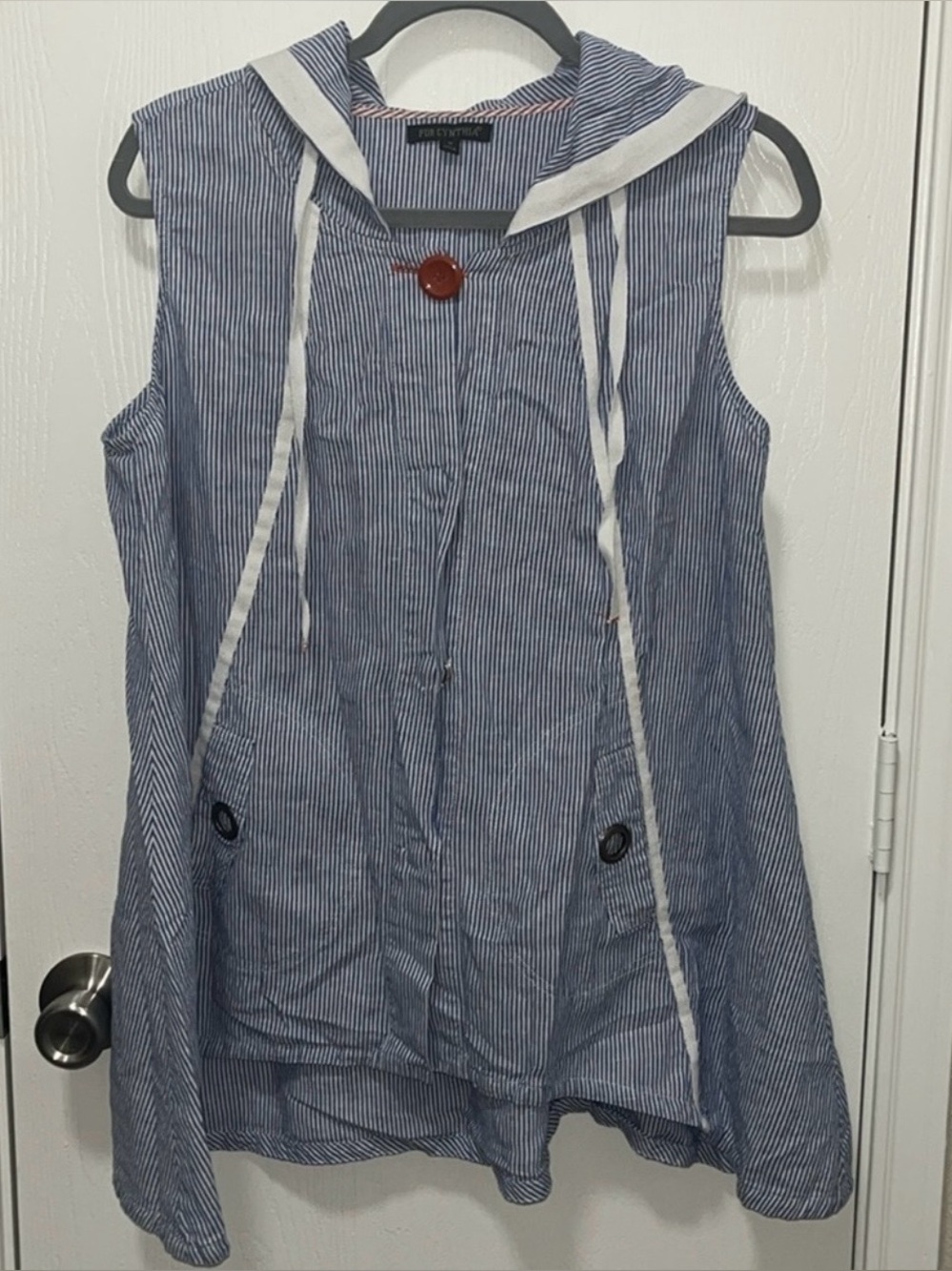 For Cynthia sleeveless snap up hoodie top/ beach cover up size medium